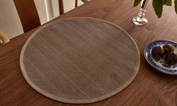 Round Placemats, Herringbone, φ40cm, Set of 2, Walnut