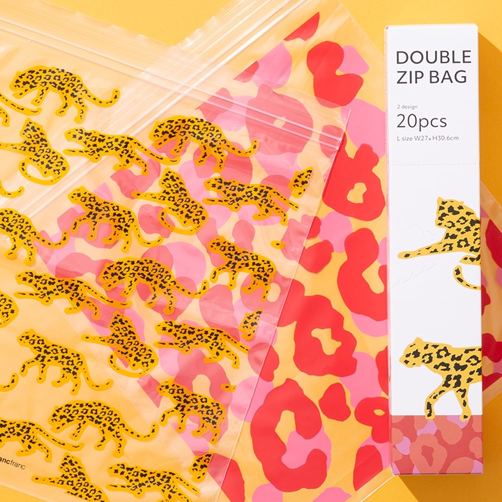 Double Zip Bag L Leopard