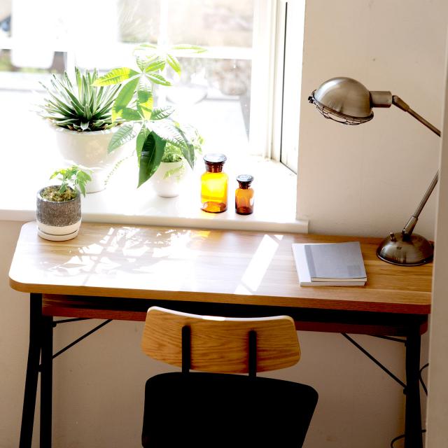 Mild Counter Table Wood Grain Top x Black Steel