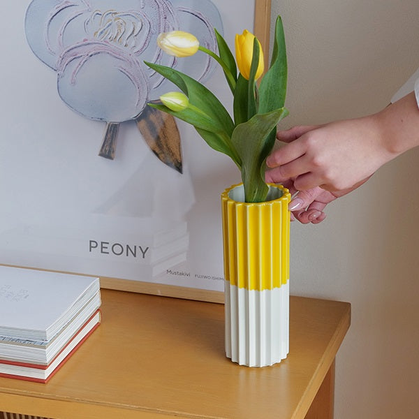 PLEATS フラワーベース YELLOW