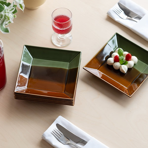 角皿 KASANE 16cm こげ茶色
