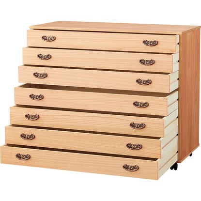 Paulownia chest with casters, persimmon finish (MRPA-07)