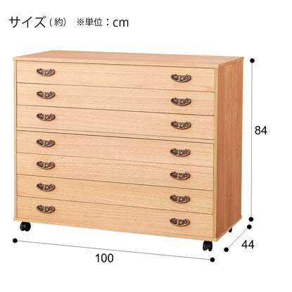 Paulownia chest with casters, persimmon finish (MRPA-07)