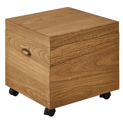 Paulownia wood storage box with casters, oil finish (square, NA)