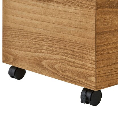 Paulownia wood storage box with casters, oil finish (square, NA)