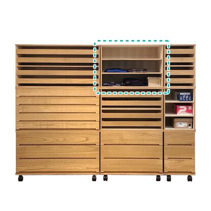 Total Paulownia wood unit storage, shelf type (width 75 MR)