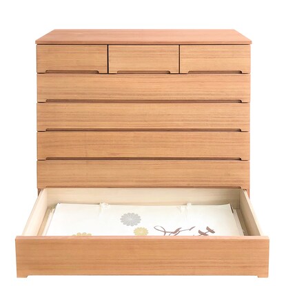 Western-style chest made entirely of paulownia wood with persimmon finish (width 100cm, 4 drawers, MR)