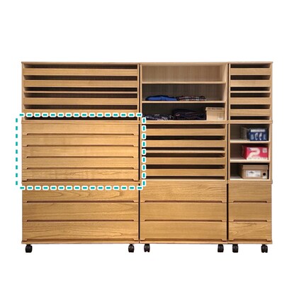 Total Paulownia wood unit storage 5-drawer chest (width 100 MR)