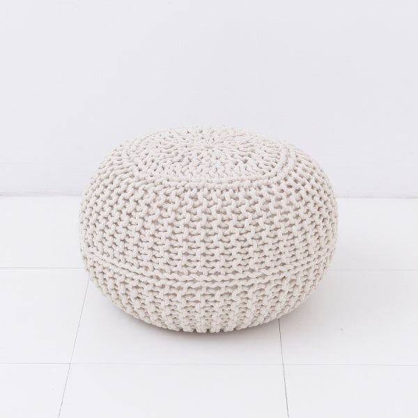 Knit Pouf L 50cm Cushion Ottoman Natural