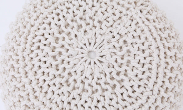 Knit Pouf L 50cm Cushion Ottoman Natural