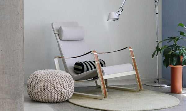 Knit Pouf L 50cm Cushion Ottoman Natural