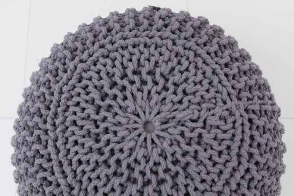 Knit Pouf L 50cm Cushion Ottoman Neutral Gray