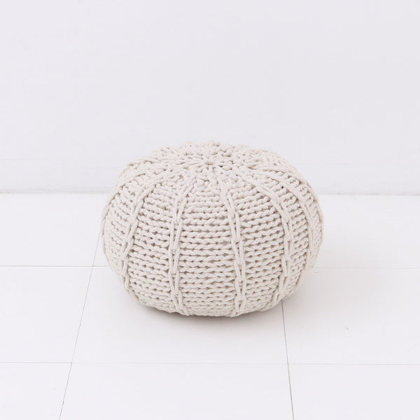 Knit Pouf S 40cm Cushion Ottoman Natural