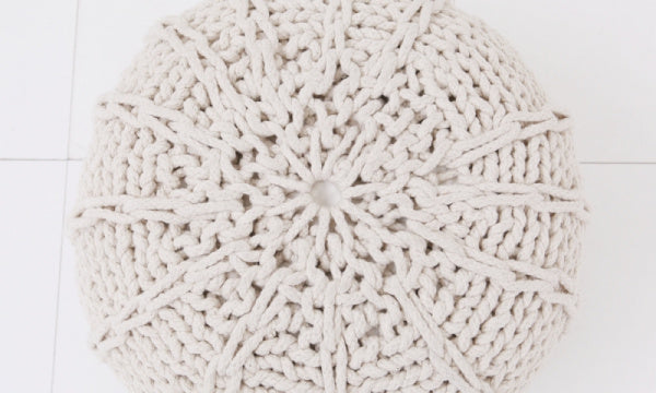 Knit Pouf S 40cm Cushion Ottoman Natural