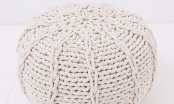 Knit Pouf S 40cm Cushion Ottoman Natural