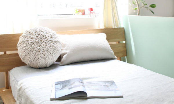Knit Pouf S 40cm Cushion Ottoman Natural