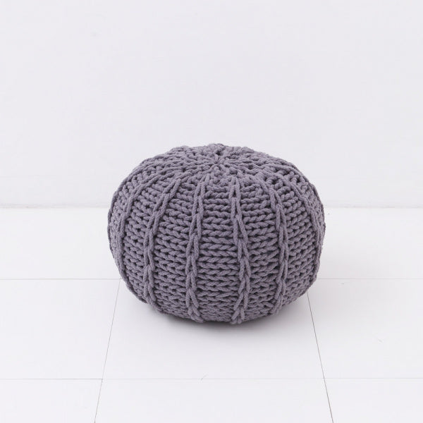 Knit Pouf S 40cm Cushion Ottoman Neutral Gray