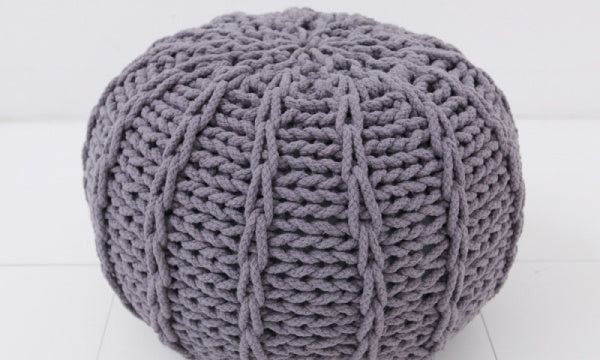 Knit Pouf S 40cm Cushion Ottoman Neutral Gray