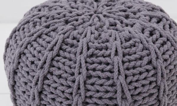 Knit Pouf S 40cm Cushion Ottoman Neutral Gray