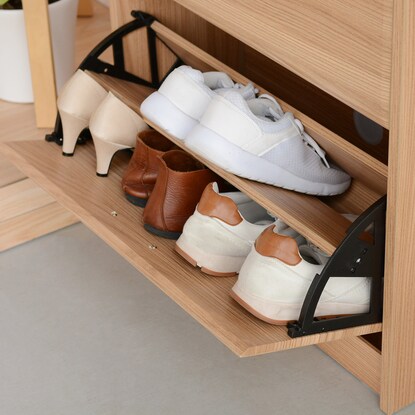 Natural design two-tiered slim shoe box (NA)