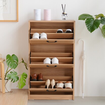 Natural design, 3-tier slim shoe box (NA)