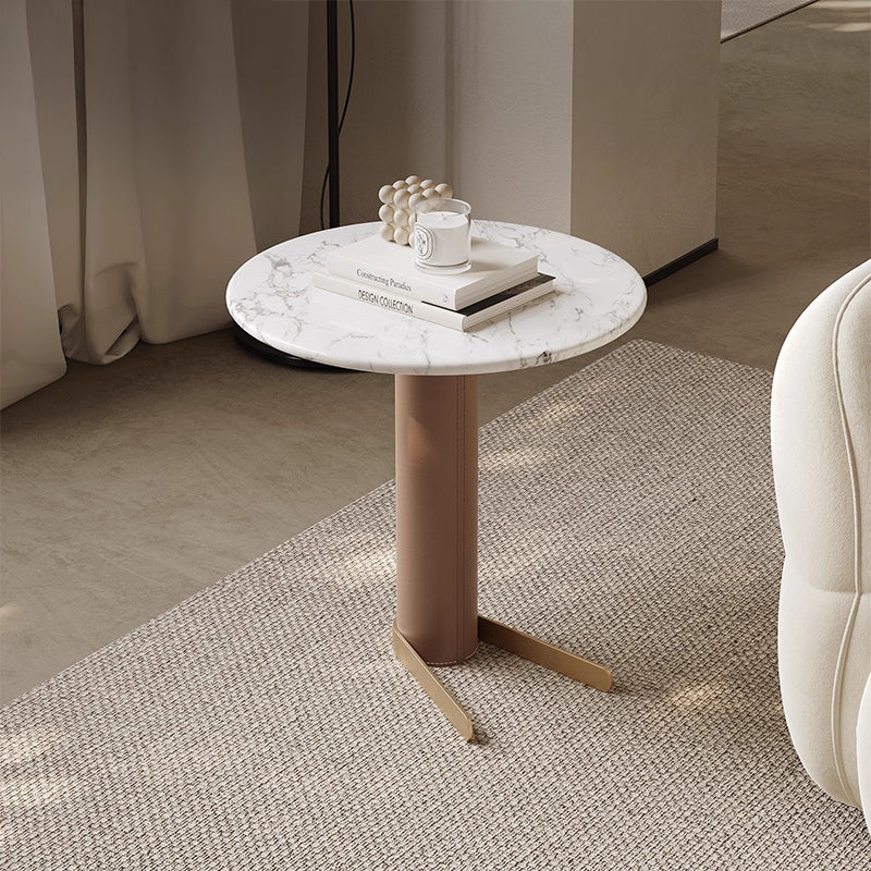Leather-look ceramic side table