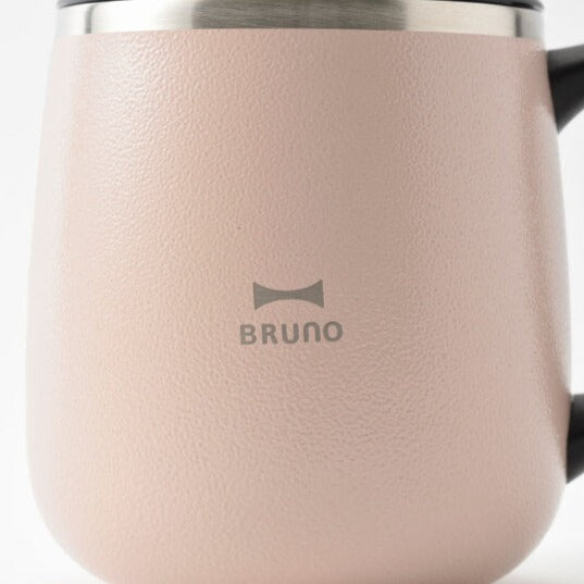 Stainless steel mug with lid, short, pink beige