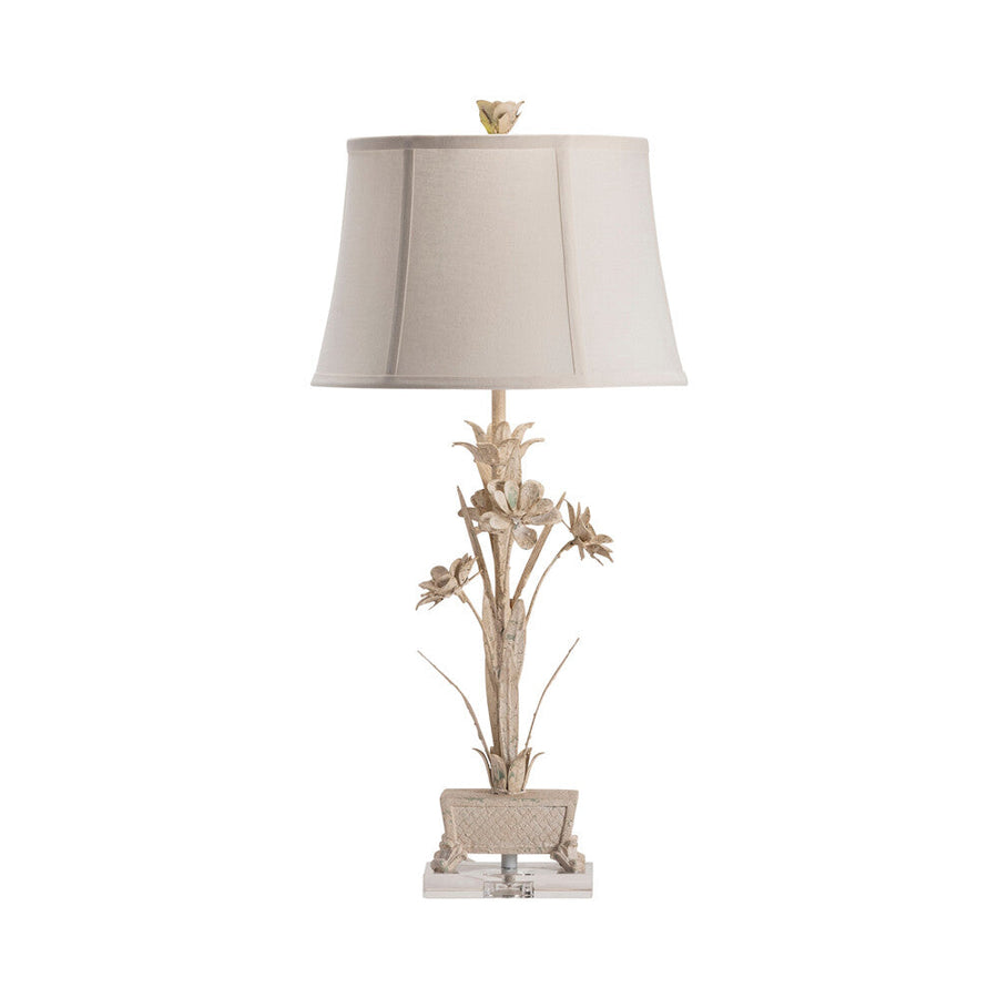 Antique style flower motif table lamp