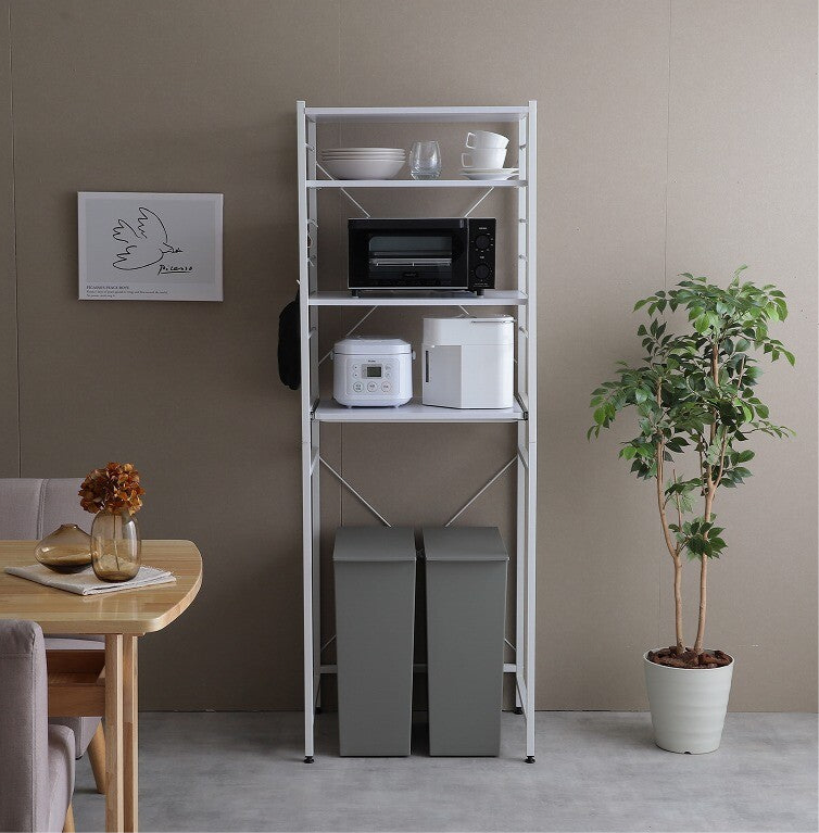 Simple and modern wooden top, steel frame, 60cm wide, trash can rack