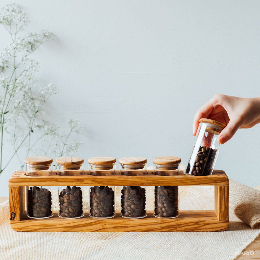 Olive wood spice storage set of 6