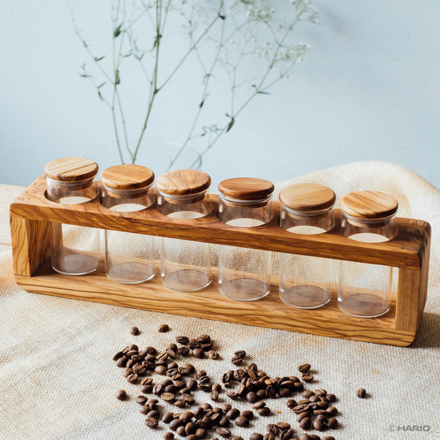Olive wood spice storage set of 6