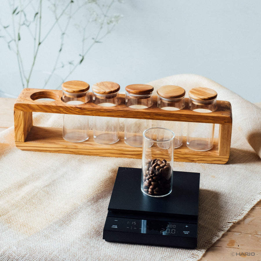 Olive wood spice storage set of 6