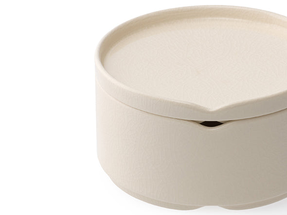 WHITE CRACKLE Stacking bowl M with lid