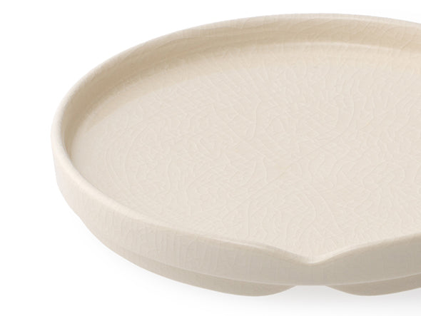 WHITE CRACKLE Stacking bowl M with lid