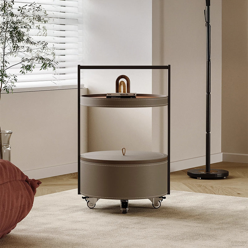 Movable leather side table