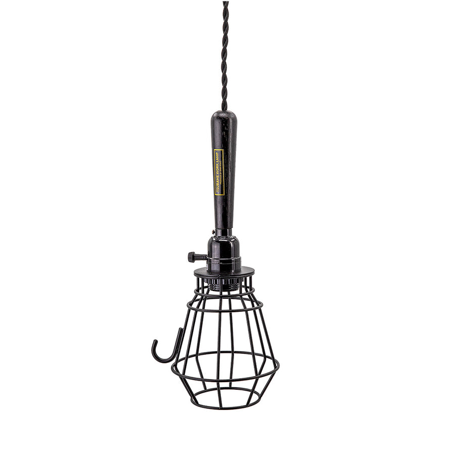 1-light Tsubame work lamp, hook-on ceiling type, black