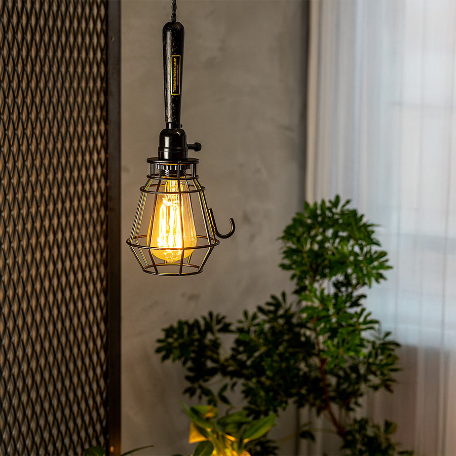 1-light Tsubame work lamp, hook-on ceiling type, black