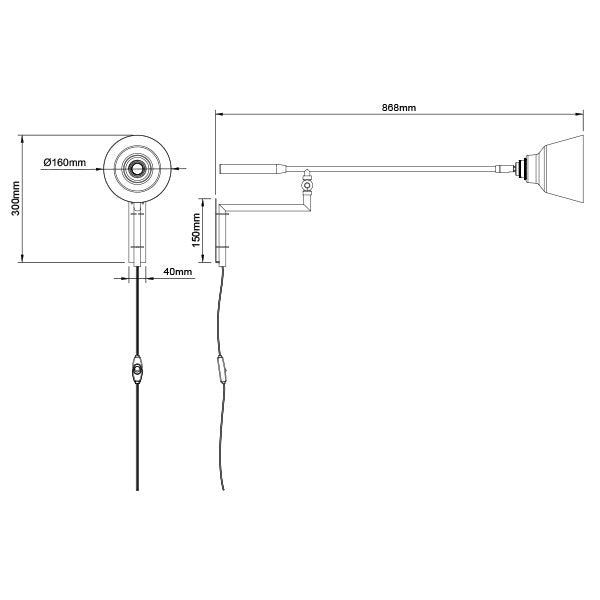 1-light arm wall light Dex Korat Black