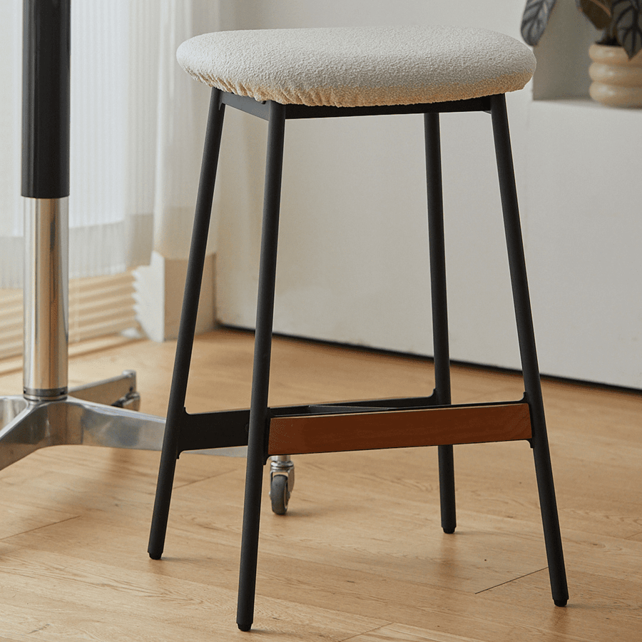 Cherry wood steel leg counter chair