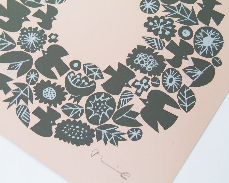 SILK SCREEN with FRAME WREATH シルクスクリーン リース