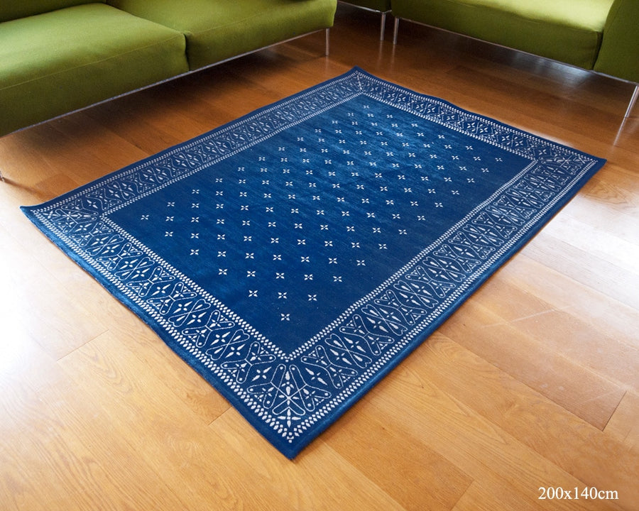 Cross Bandana Rug Navy クロスバンダナラグ ネイビー 200×200cm