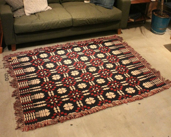 OVERSHOT RUG Navy/Red Overshot Rug