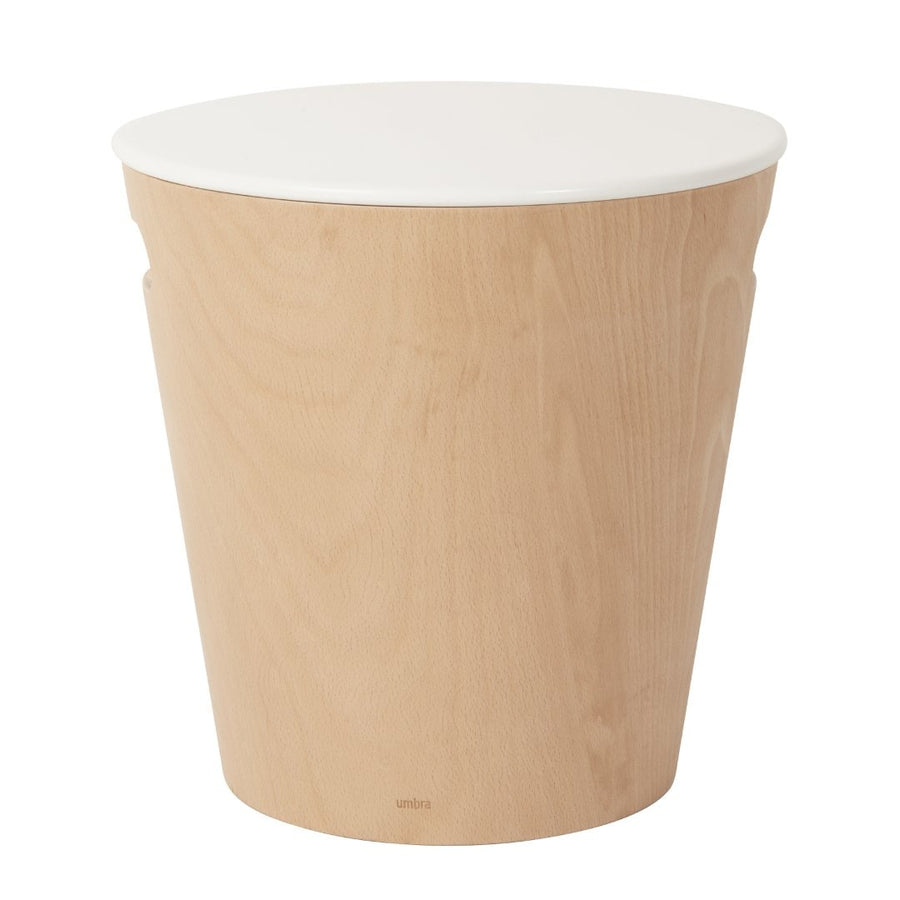 Woodrow Storage Stool, White, Natural