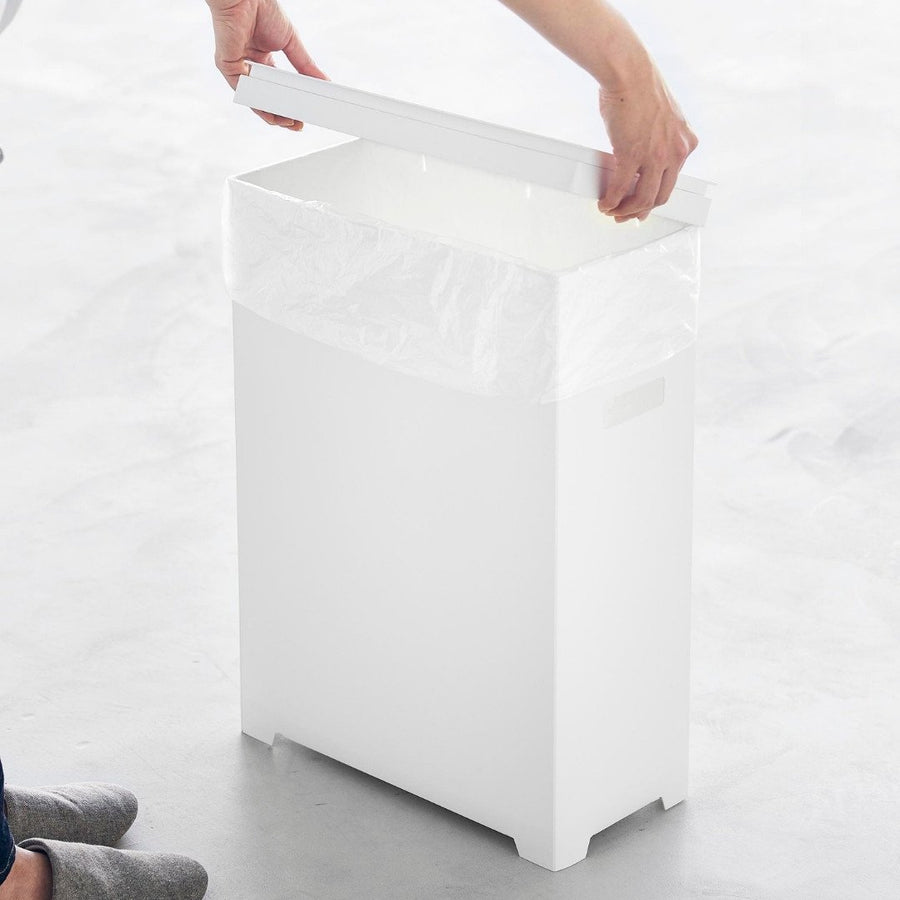 Tower Slim Trash Can with Lid, Side-Opening Type