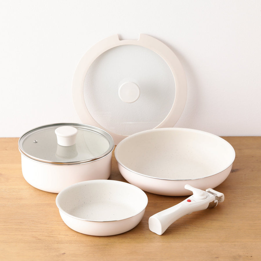 GO TABLE 6-piece pot and pan set, ivory