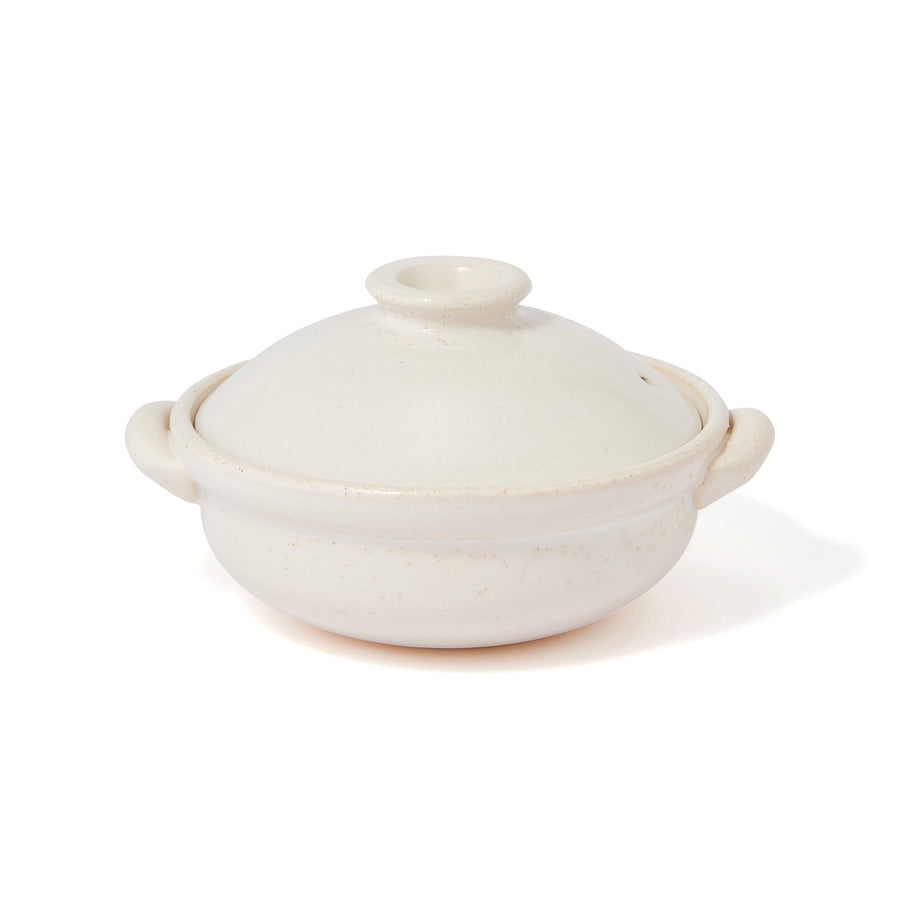 Banko ware round clay pot No. 6 white