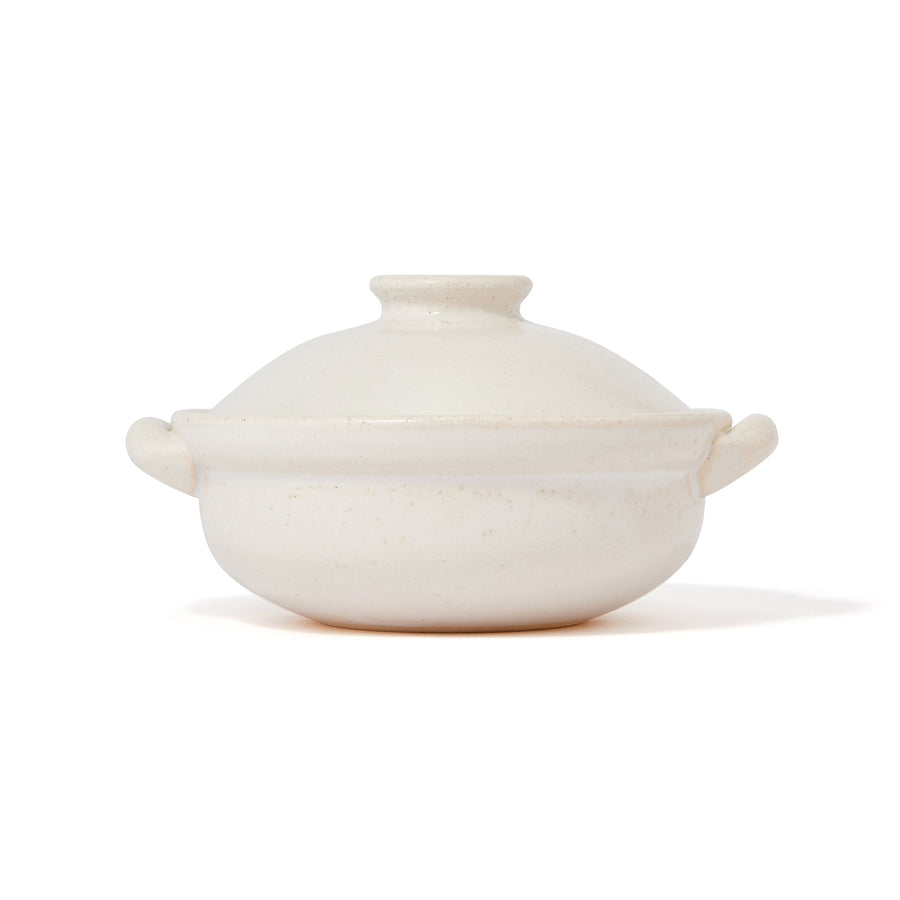 Banko ware round clay pot No. 6 white