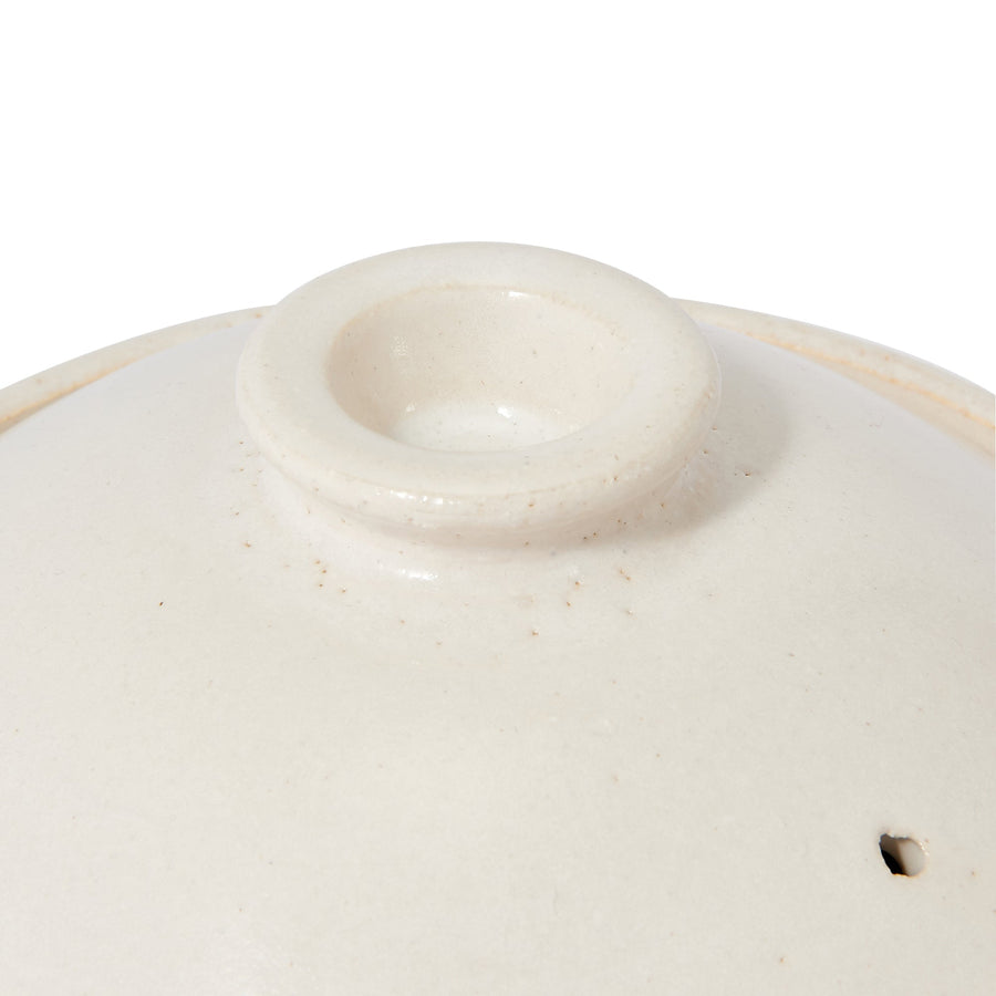 Banko ware round clay pot No. 6 white