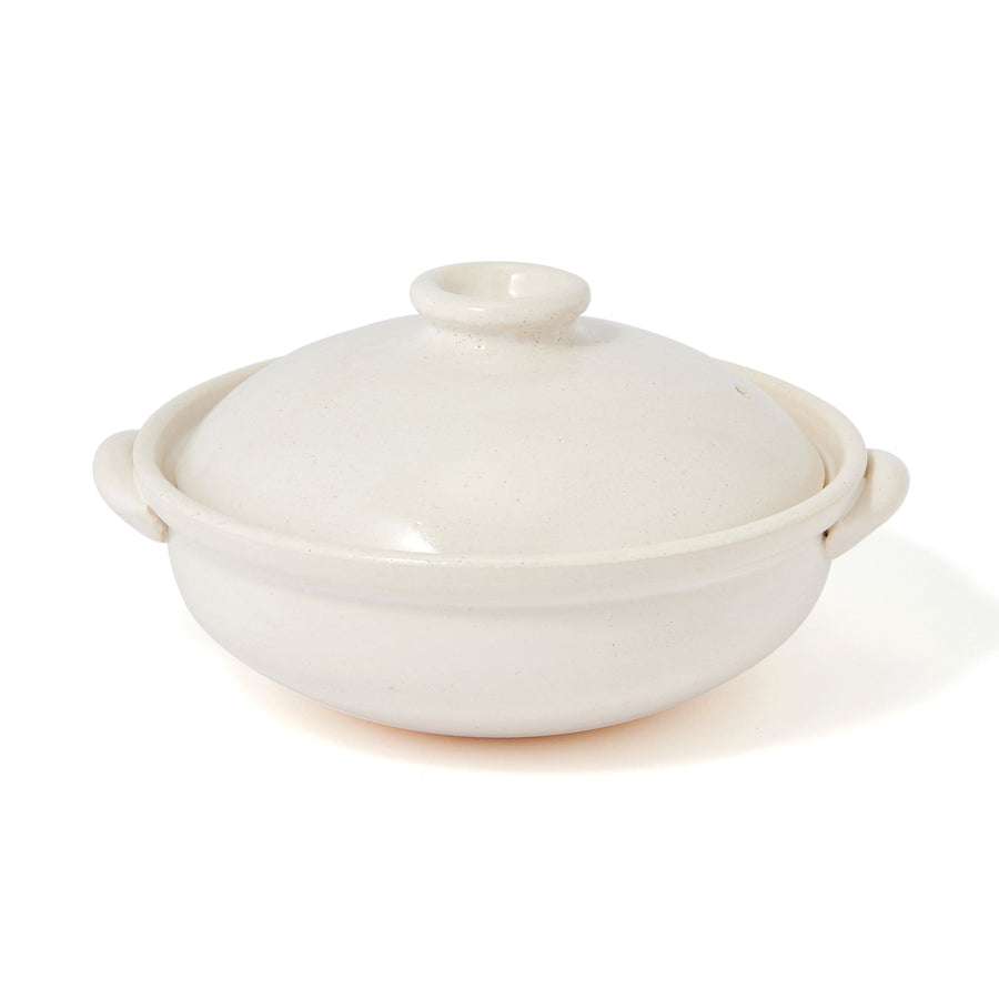 Banko ware round clay pot No. 8 white