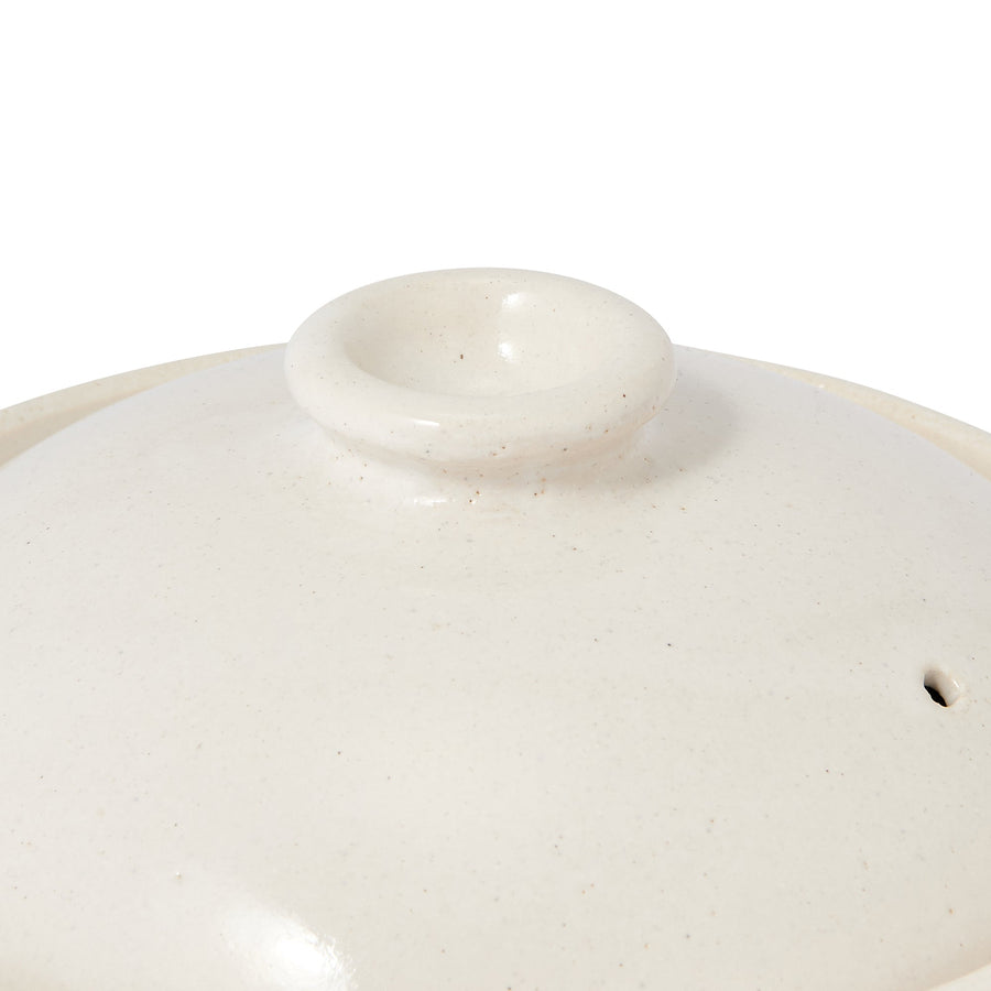 Banko ware round clay pot No. 8 white